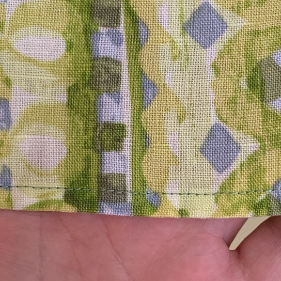 Sigrid Olsen | 100% Linen Green White Mixed Print Button Down Collared Shirt XS - Picture 11 of 17